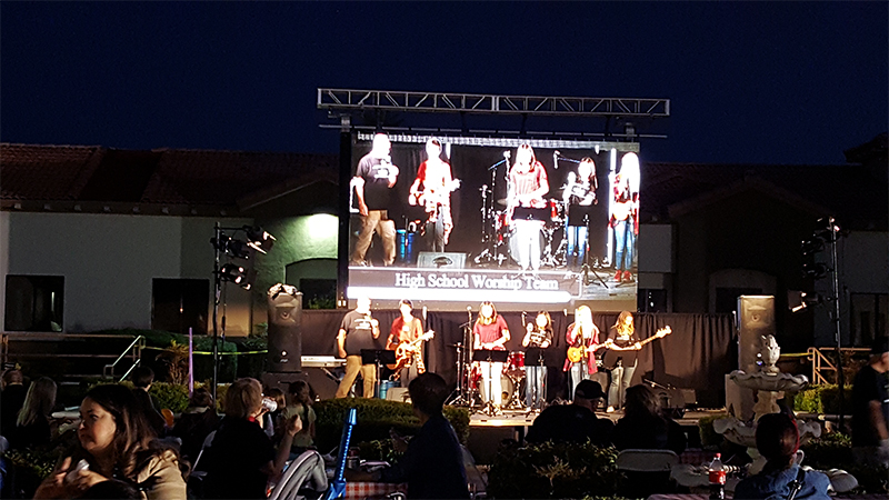 Event stage featuring large outdoor LED video wall rental for the "Harvest Festival" at Calvary Chapel Henderson Nevada